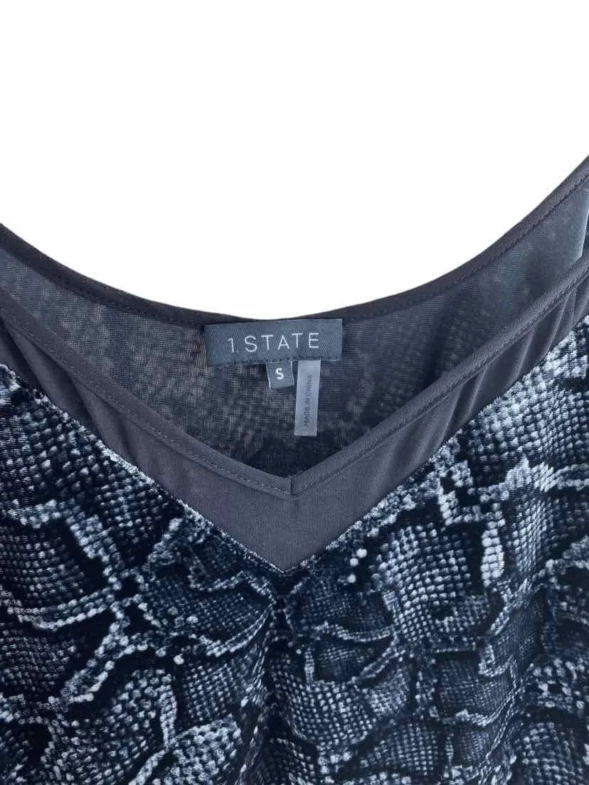 1. State, Women's Snakeskin Velvet Camisole, Black/Grey, Size S