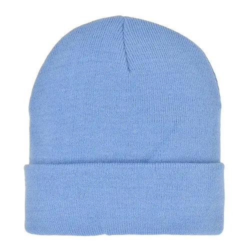 ACRYLIC KNIT SUPER STRETCH CUFF HAT-BLUE