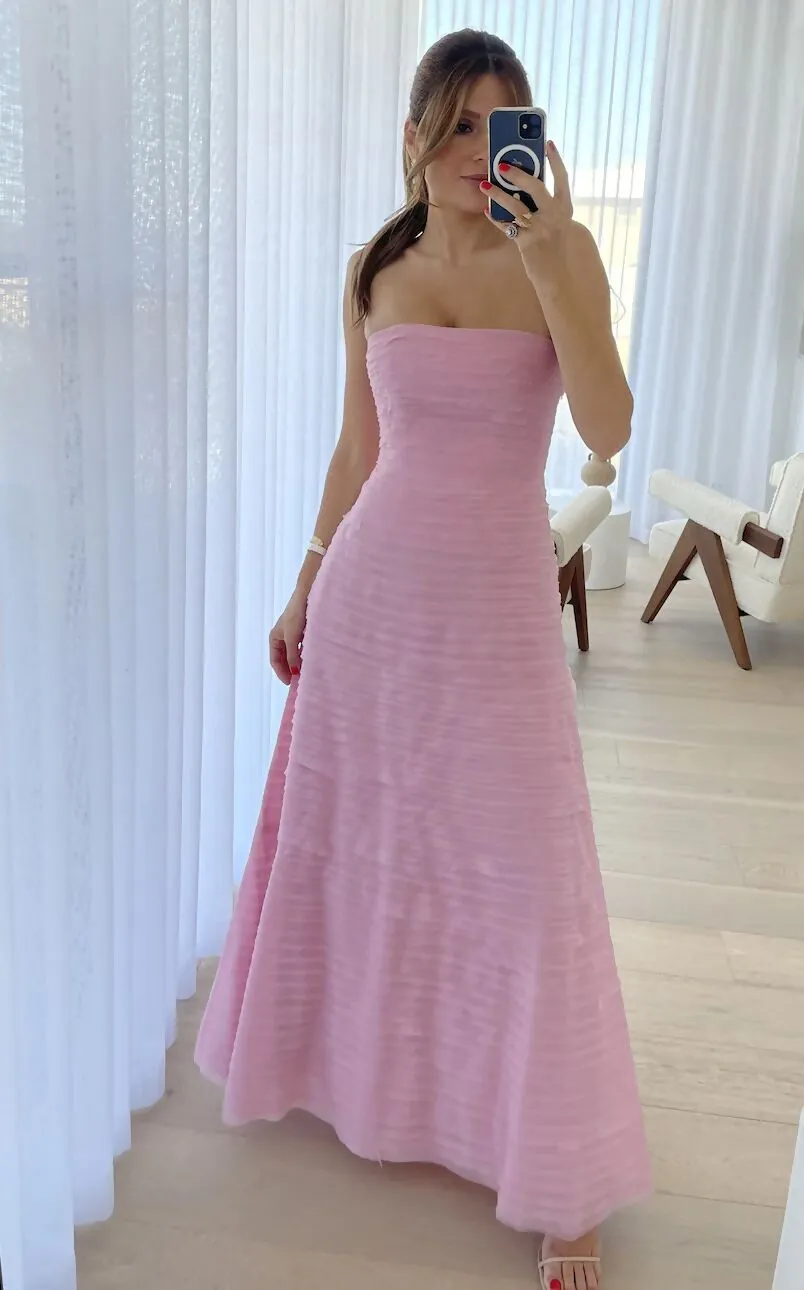Aje Soundscape Maxi Dress Size 8 Chalk Pink