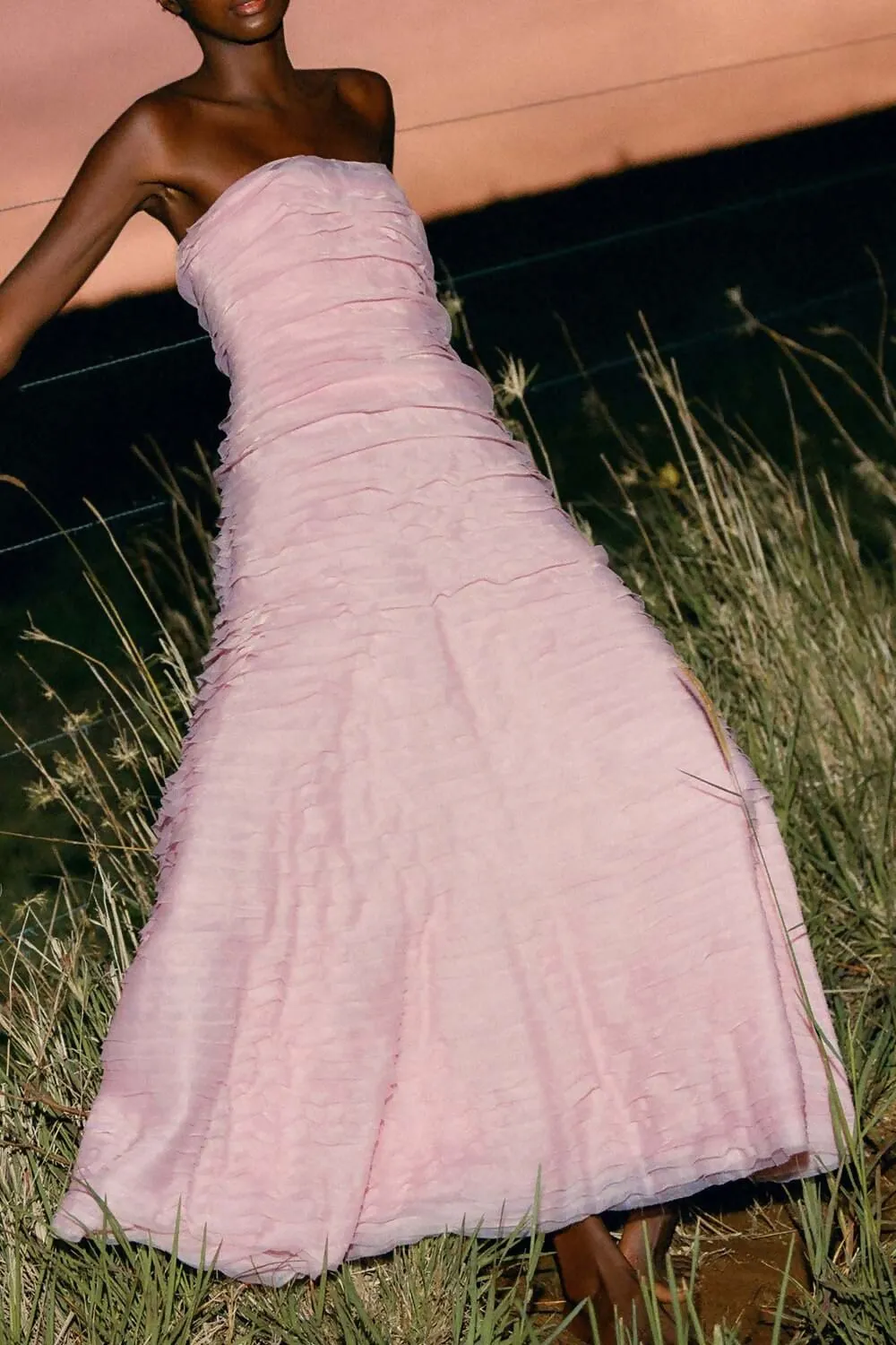 Aje Soundscape Maxi Dress Size 8 Chalk Pink