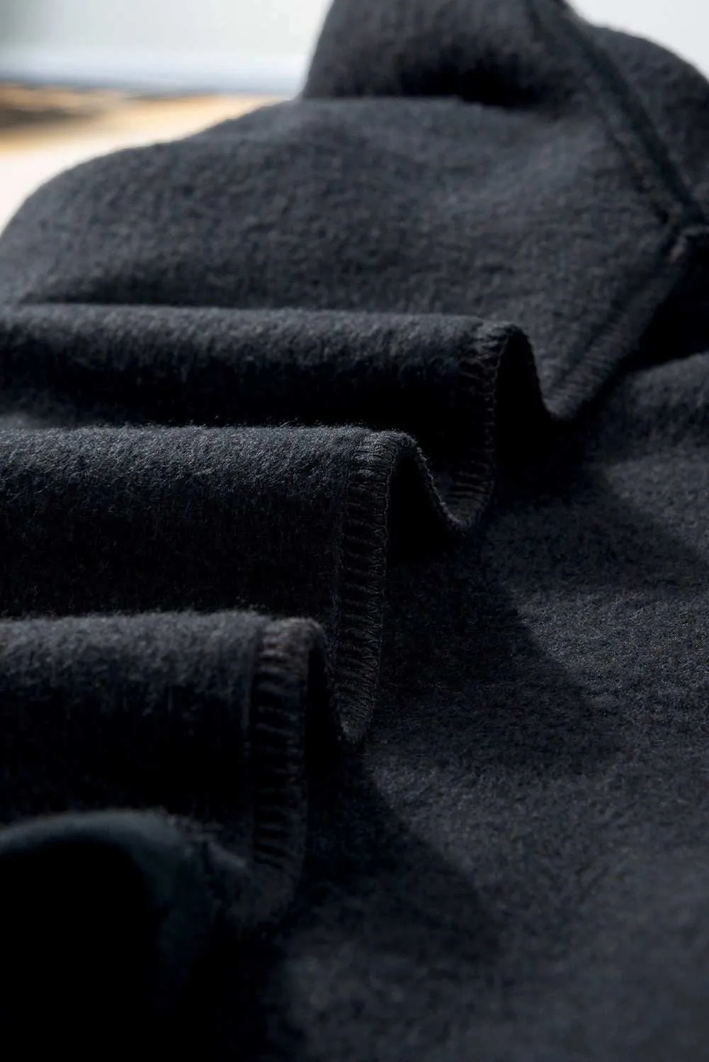 Black Plain V Neck Collared Pocketed Sweatshirt - Chic Comfort