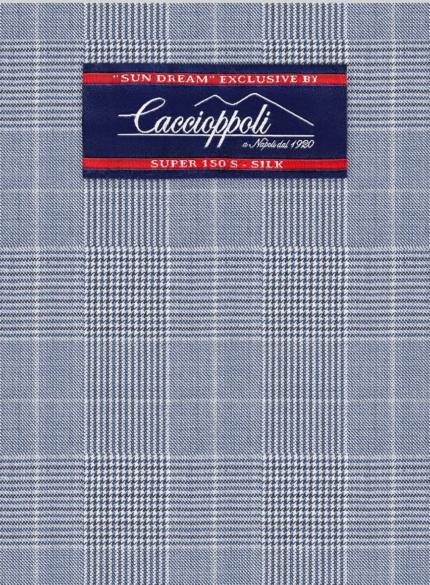 Caccioppoli Sun Dream Dorna Blue Wool Silk Suit
