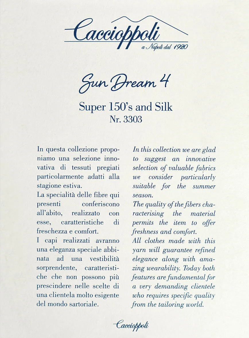 Caccioppoli Sun Dream Dorna Blue Wool Silk Suit