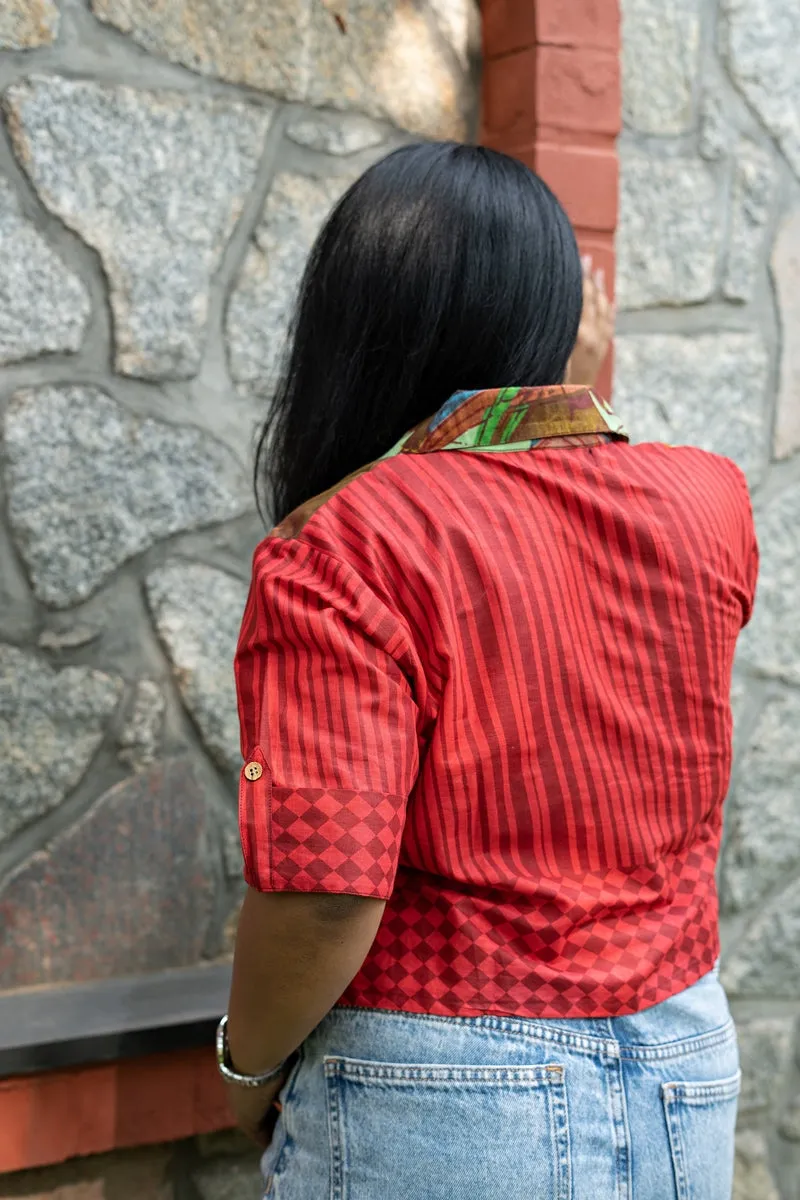 Chaavi Printed Cropped Cotton Shirt
