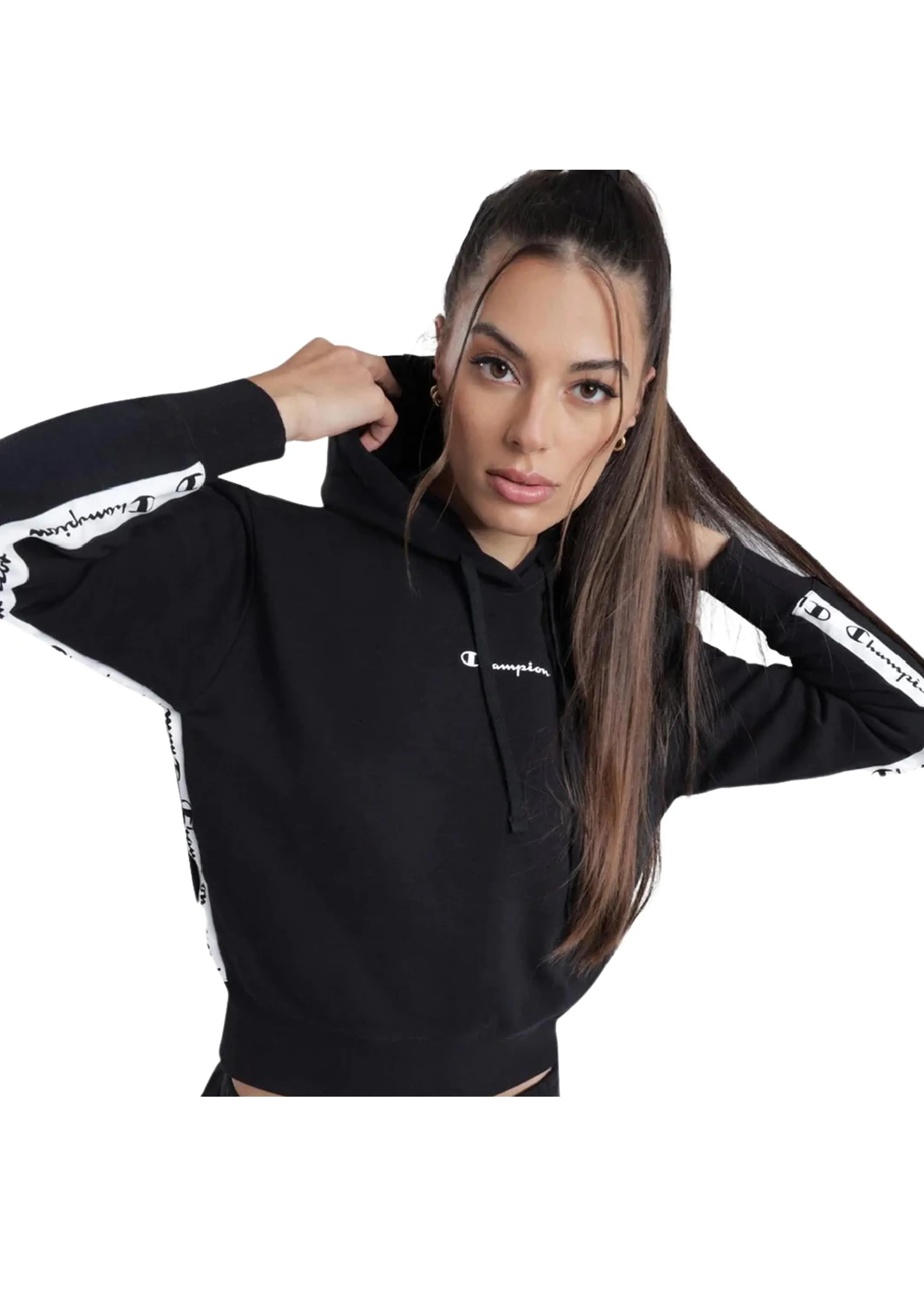 Champion Womens EU Rochester Tape Hoodie <br> CRRXA1 BLK