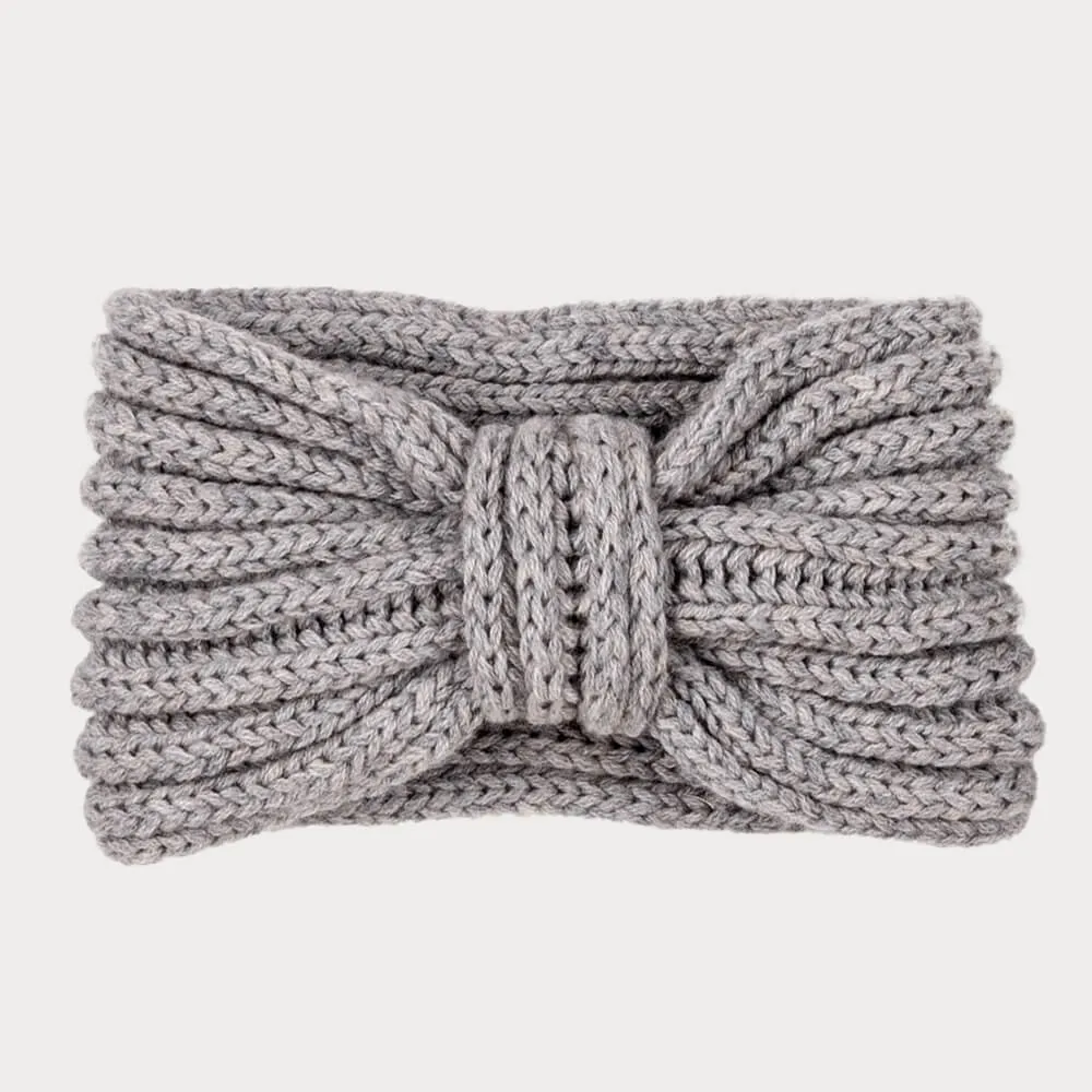 Dove Grey Rib Knit Cashmere Ear Warmer