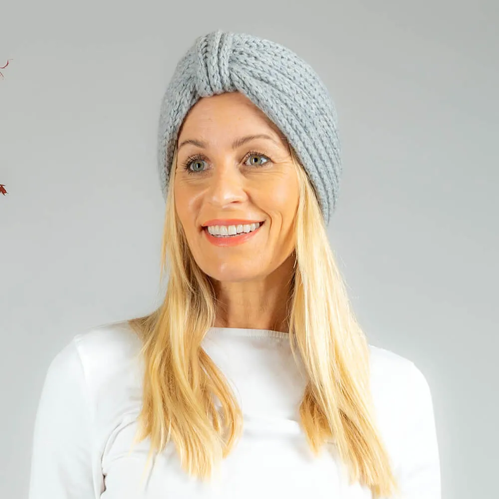 Dove Grey Rib Knit Cashmere Ear Warmer
