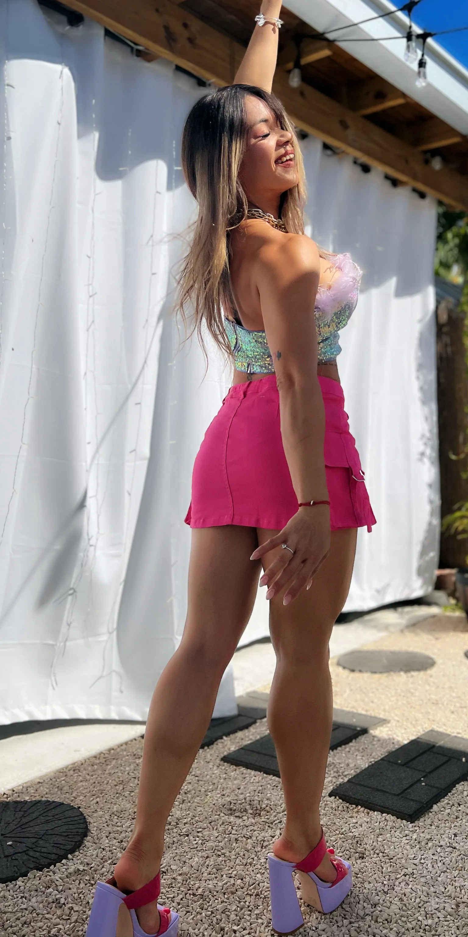 Feather Sequin Tube Top