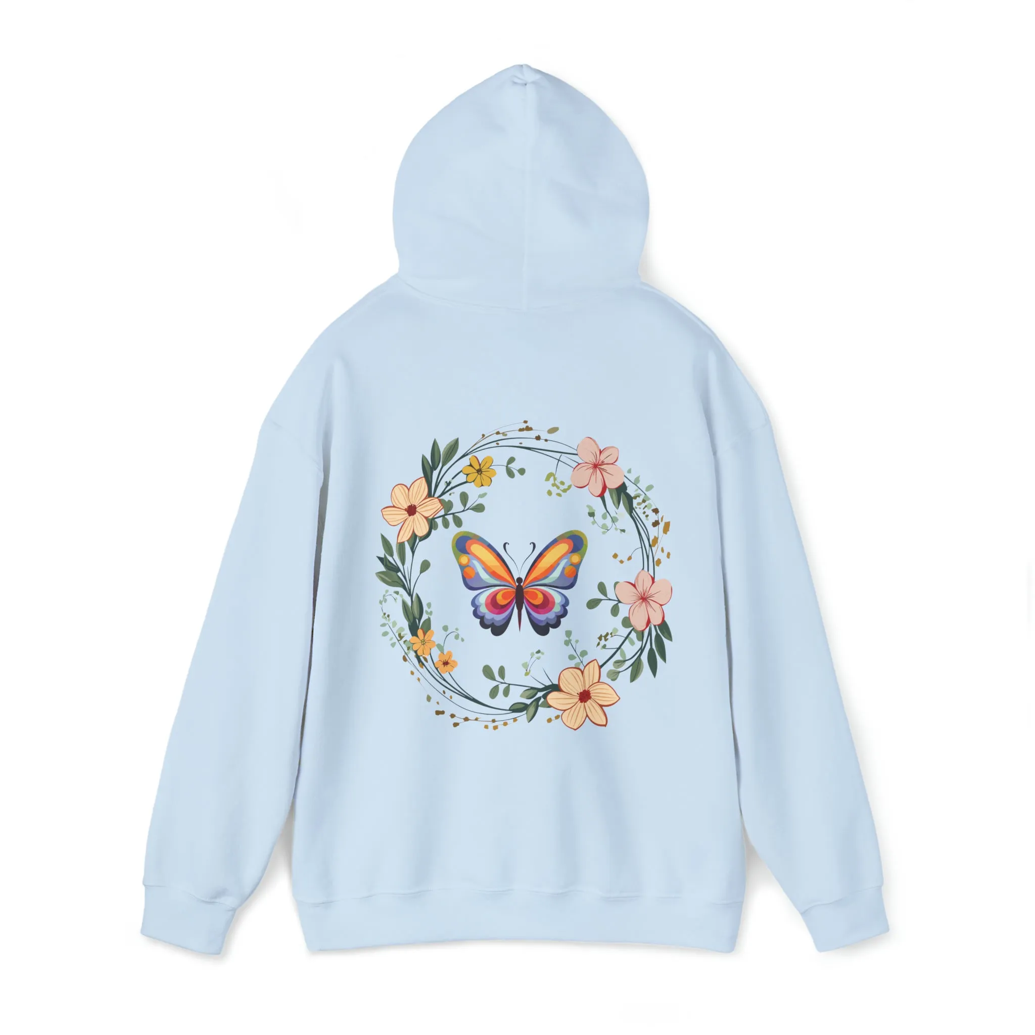Flower Wreath Hoodie, Butterfly Hoodie, Winter Hoodie, Spring Hoodie, Spring Wreath Hoodie, Spring Leaf Hoodie, Butterfly Wreath Hoodie
