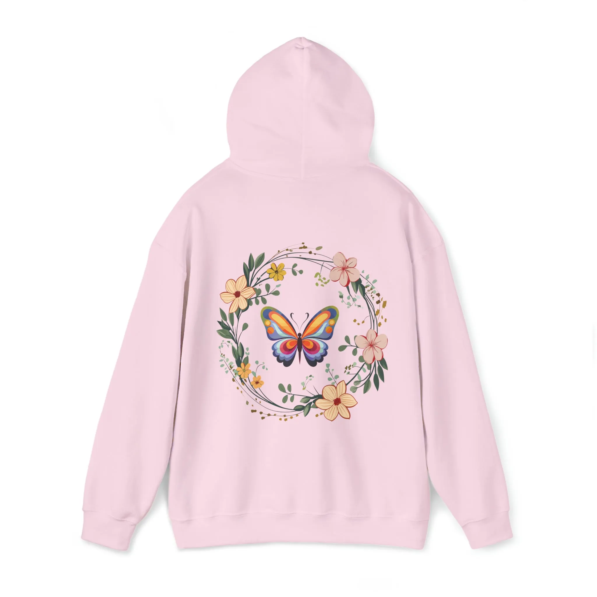 Flower Wreath Hoodie, Butterfly Hoodie, Winter Hoodie, Spring Hoodie, Spring Wreath Hoodie, Spring Leaf Hoodie, Butterfly Wreath Hoodie