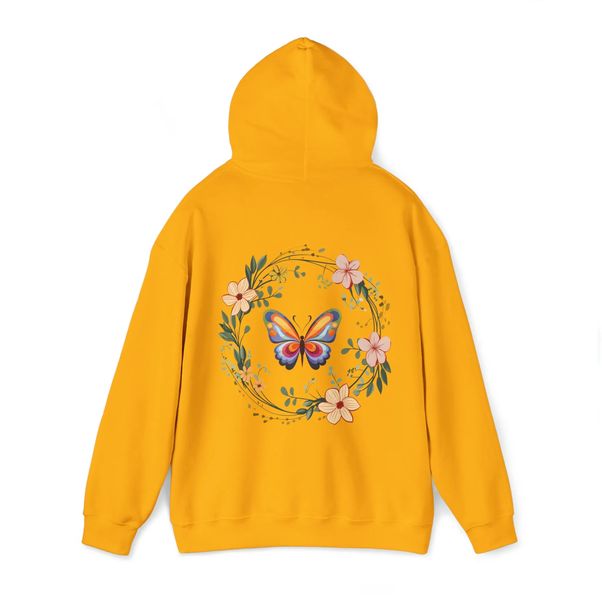 Flower Wreath Hoodie, Butterfly Hoodie, Winter Hoodie, Spring Hoodie, Spring Wreath Hoodie, Spring Leaf Hoodie, Butterfly Wreath Hoodie