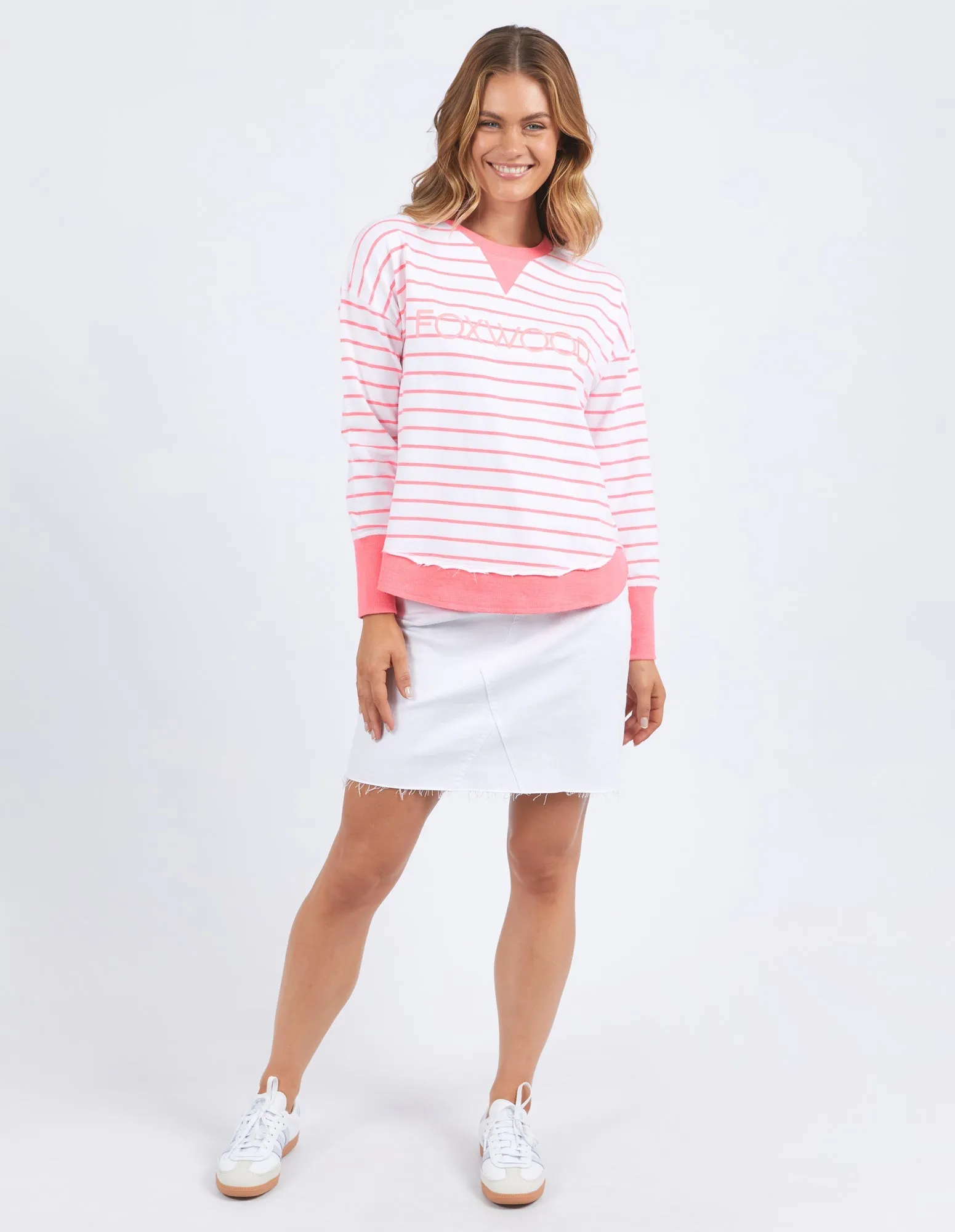 Foxwood Simplified Stripe Crew - Neon Pink
