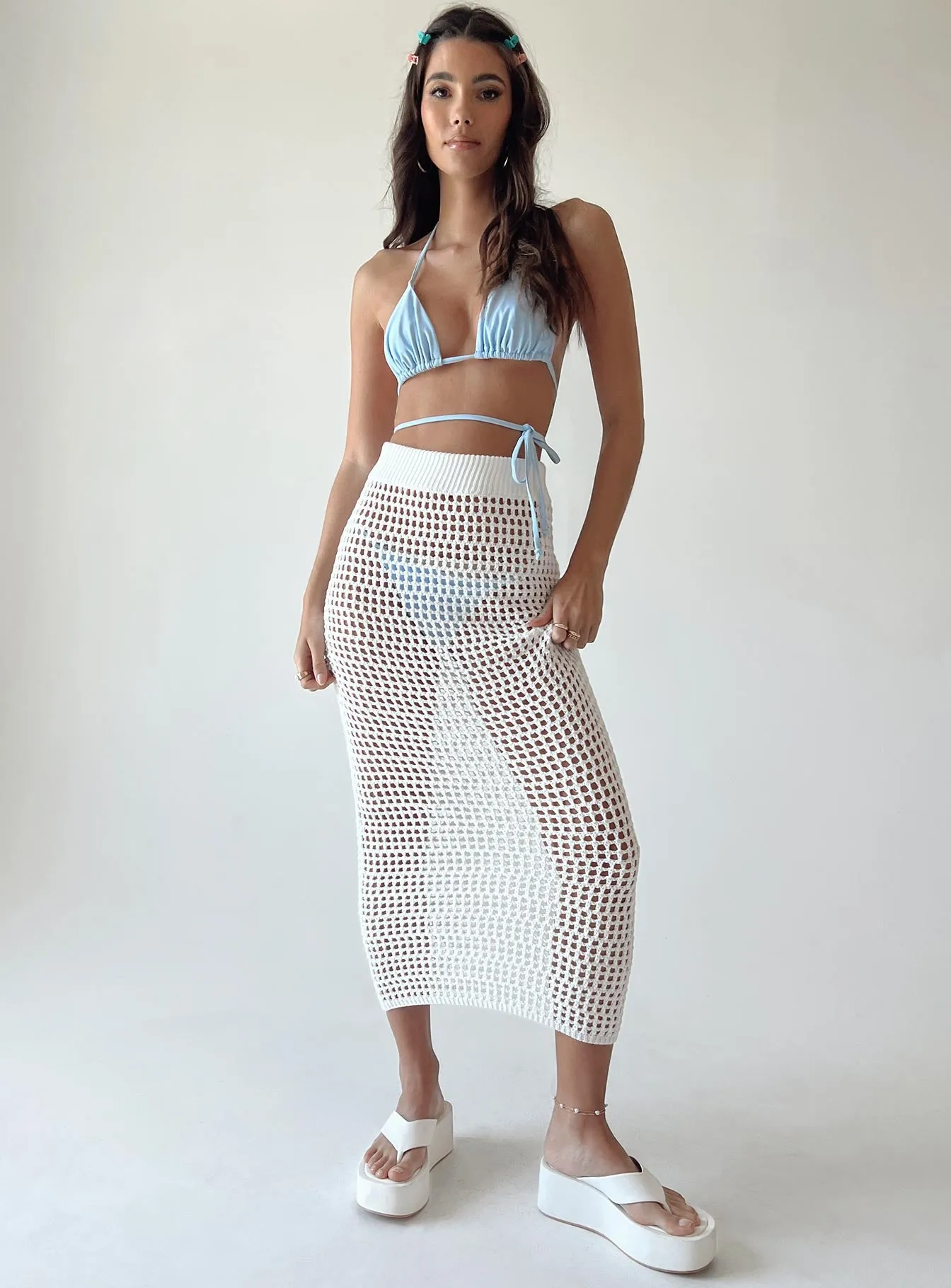 Golda Crochet Maxi Skirt White