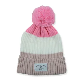 HS Pom Pom Beanie - Pink/White/Pink