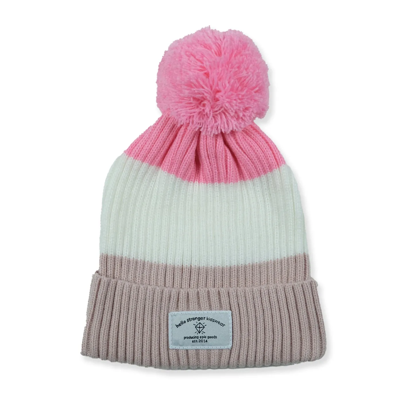 HS Pom Pom Beanie - Pink/White/Pink