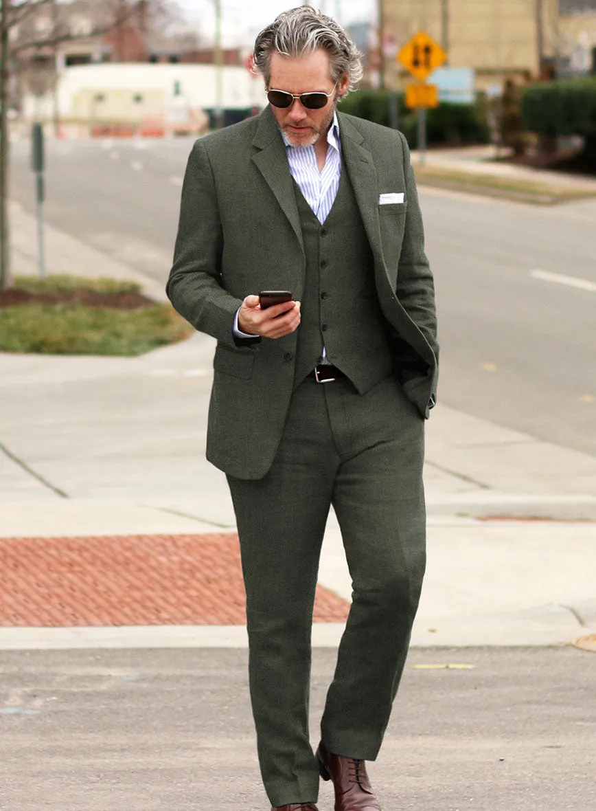 Italian Dark Green Linen Suit