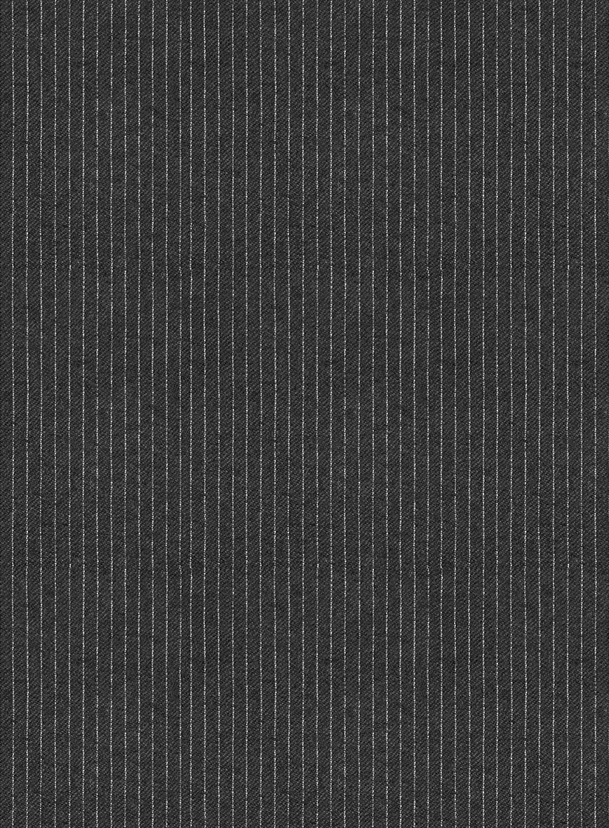 Italian Jague Dark Gray Pinstripe Flannel Suit