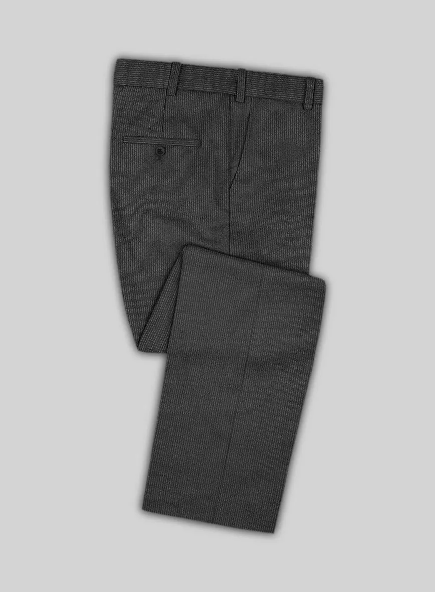 Italian Jague Dark Gray Pinstripe Flannel Suit
