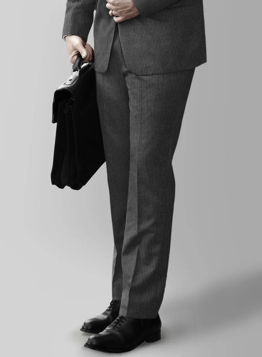 Italian Jague Dark Gray Pinstripe Flannel Suit