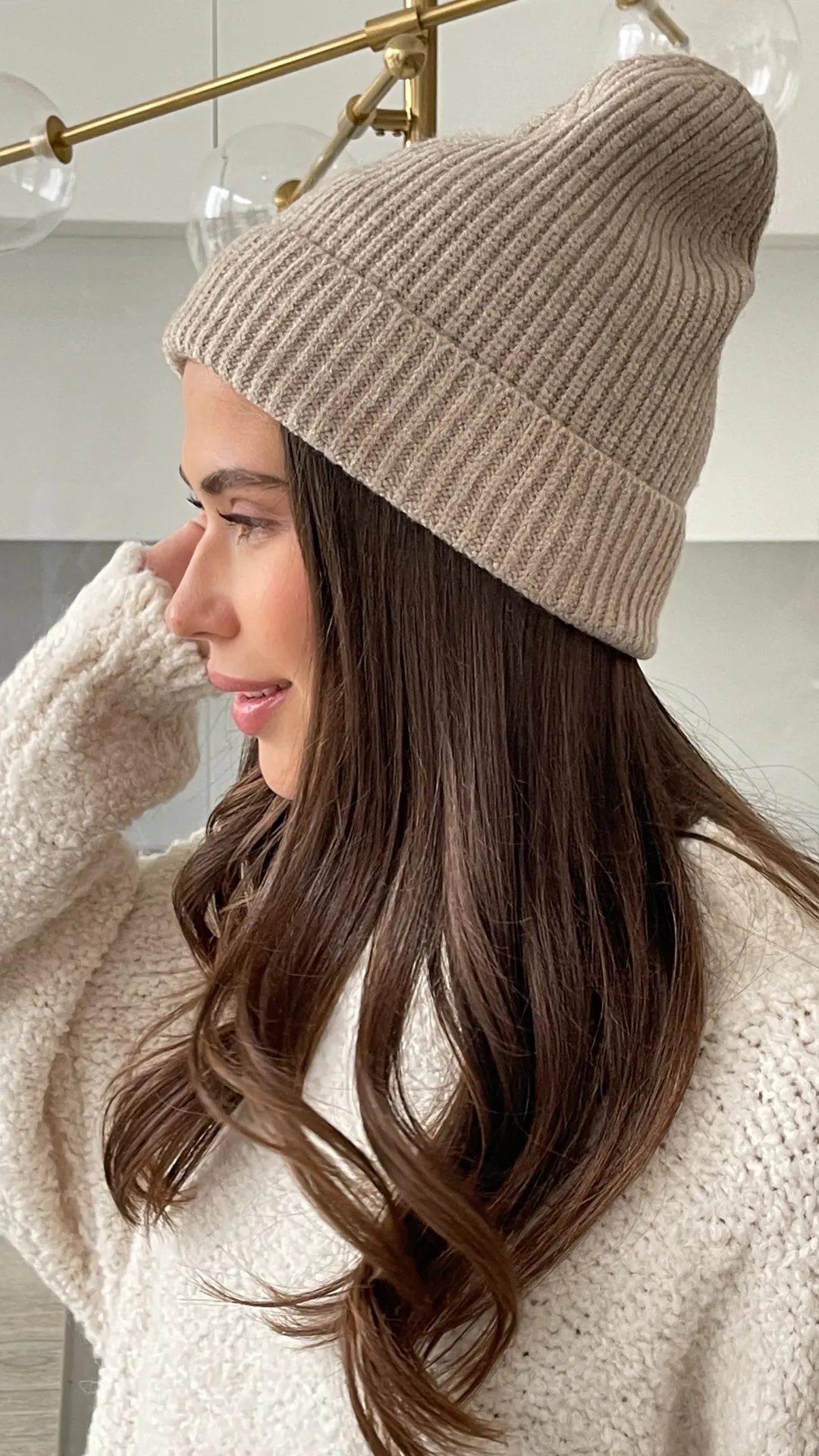 JANA KNITTED RIBBED HAT - CAMEL