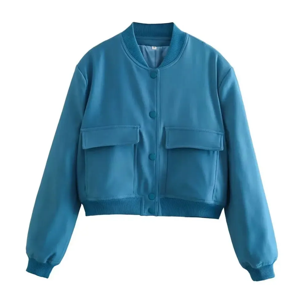 Jolene Lining Chic Bomber Jacket cropped autumn coat loose sleeves