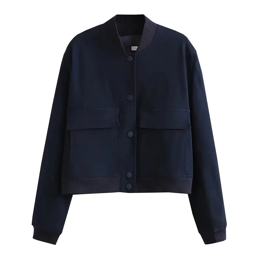 Jolene Lining Chic Bomber Jacket cropped autumn coat loose sleeves