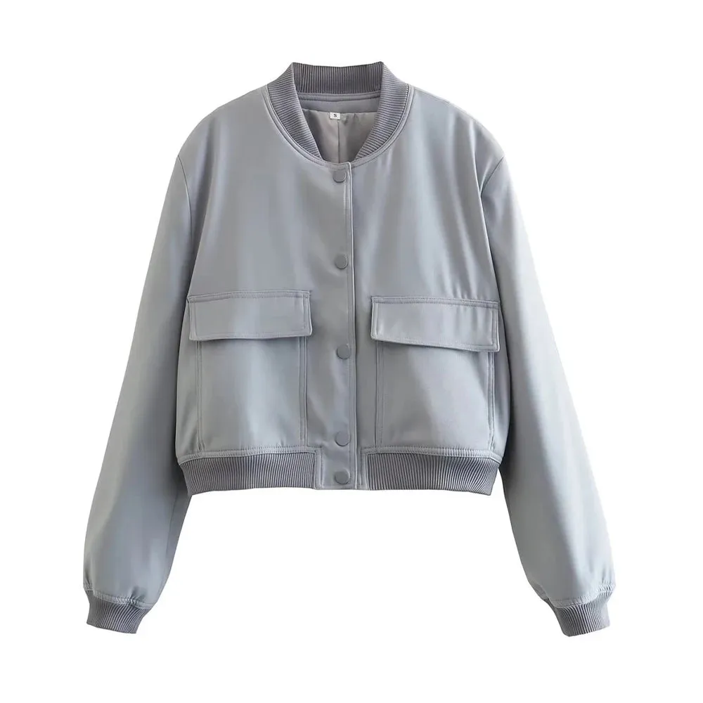 Jolene Lining Chic Bomber Jacket cropped autumn coat loose sleeves