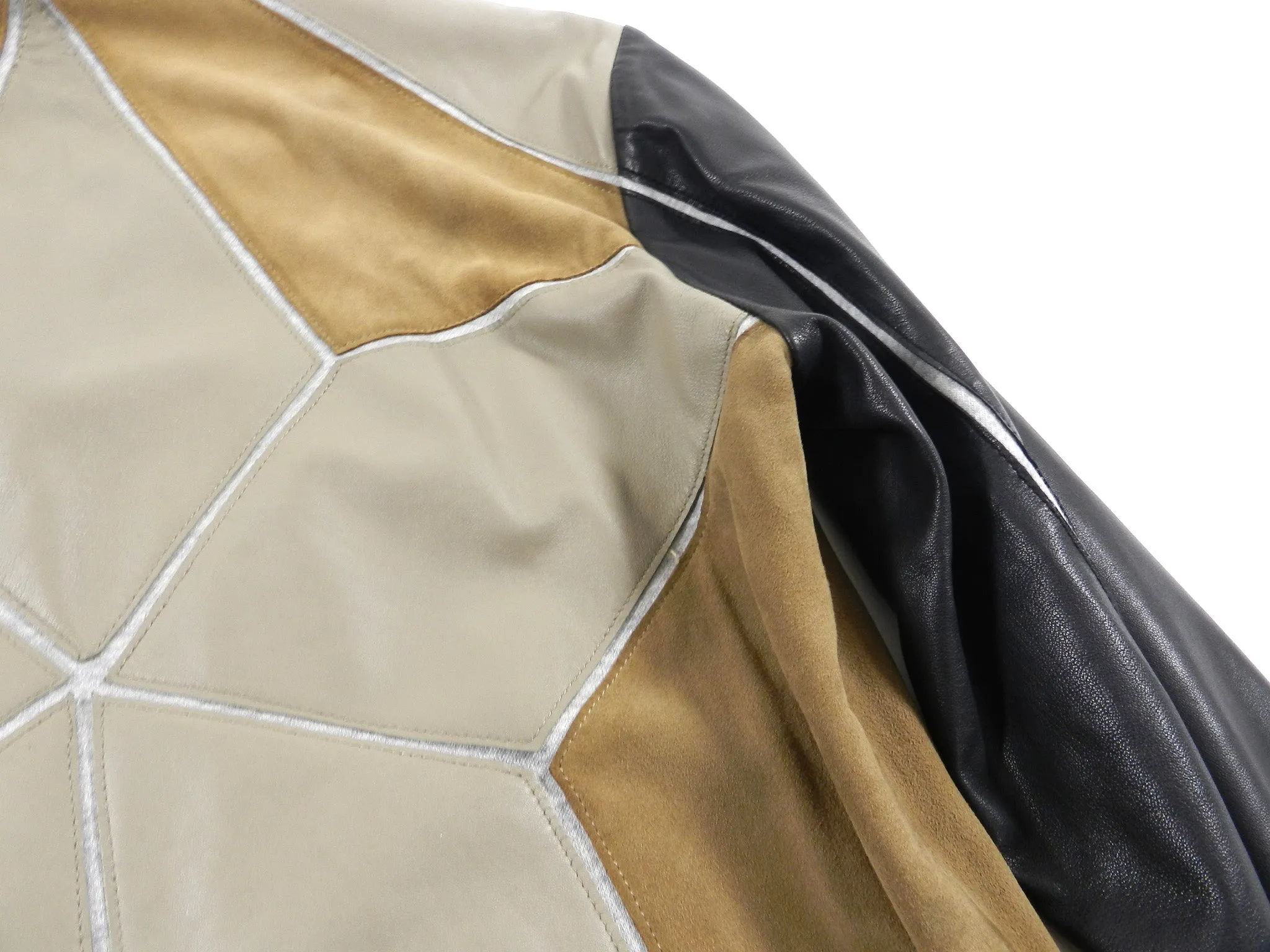 Just Cavalli Brown Multi Leather Bomber Jacket - M