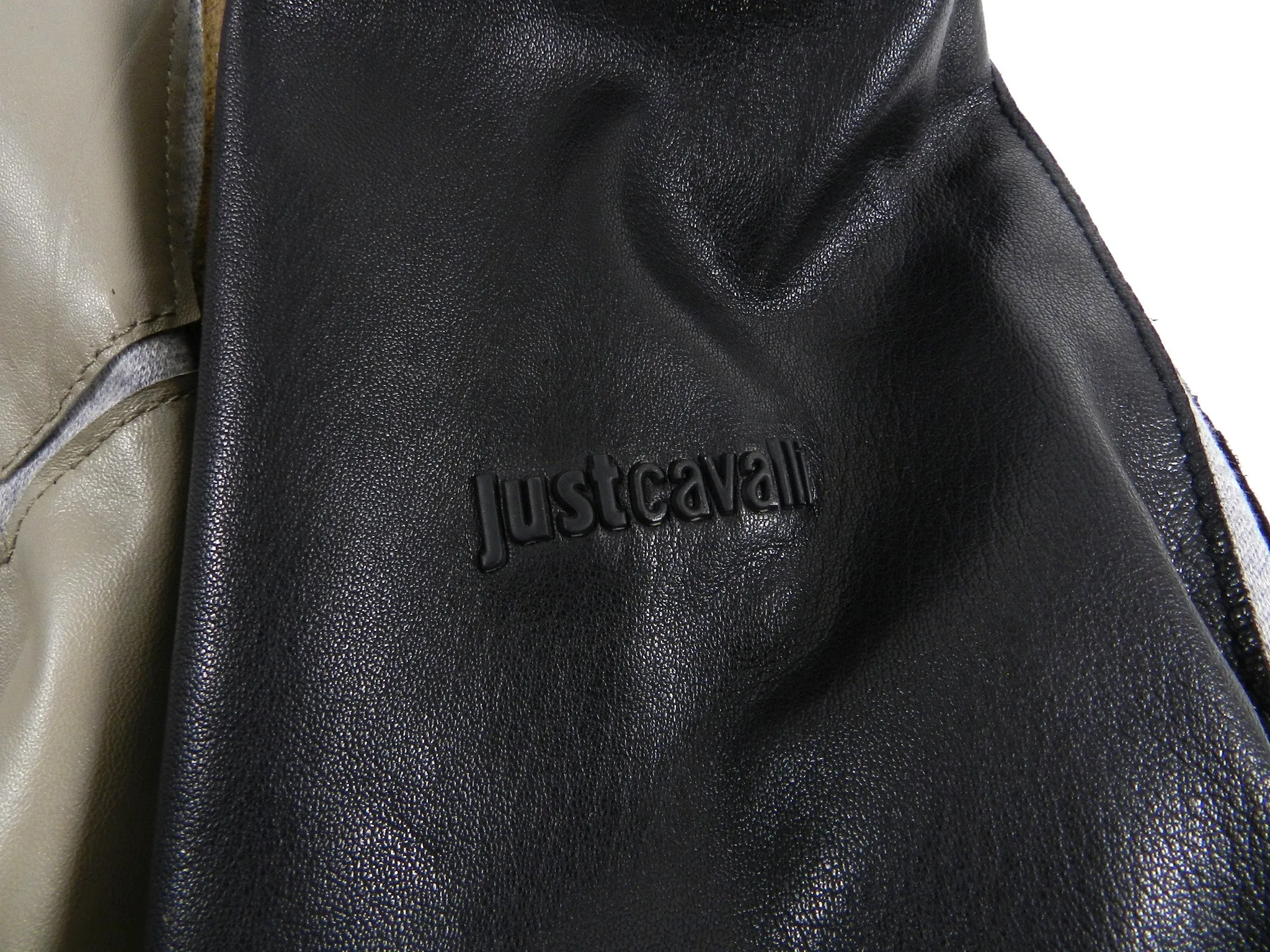 Just Cavalli Brown Multi Leather Bomber Jacket - M