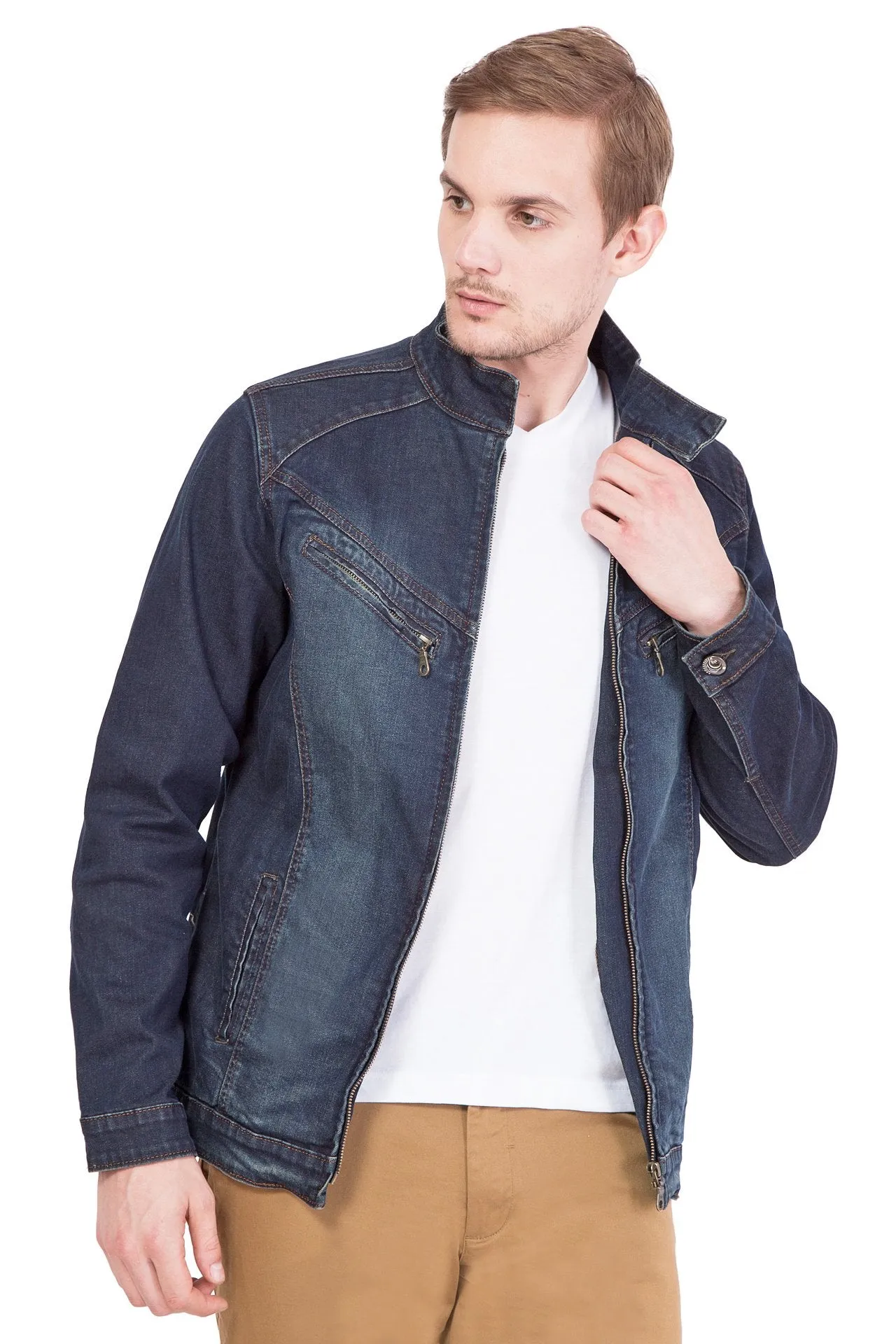 Krossstitch Full Sleeve Men's Denim Jacket with Zipper…