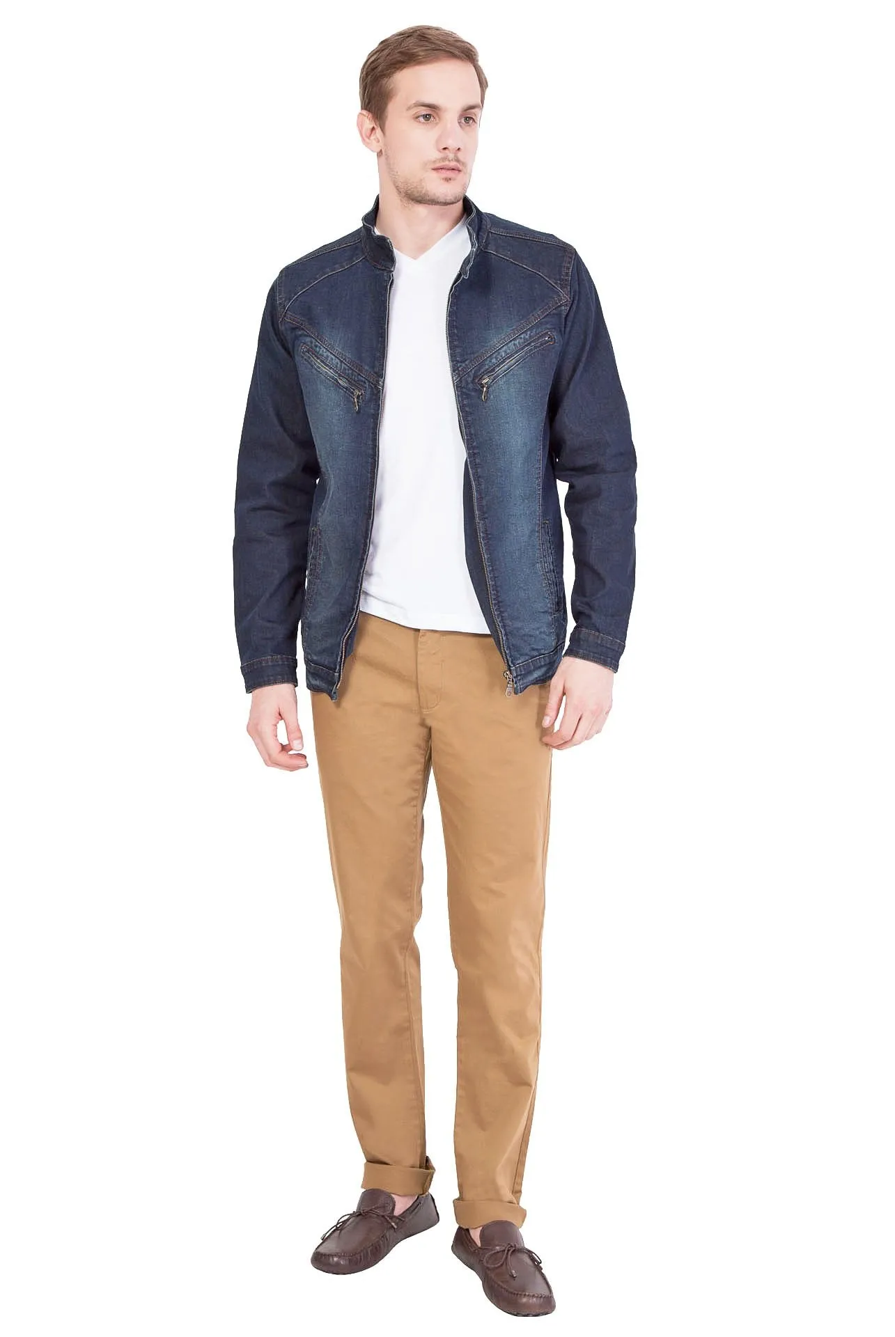 Krossstitch Full Sleeve Men's Denim Jacket with Zipper…
