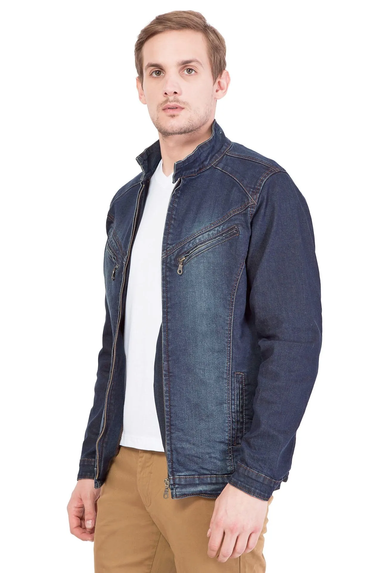 Krossstitch Full Sleeve Men's Denim Jacket with Zipper…