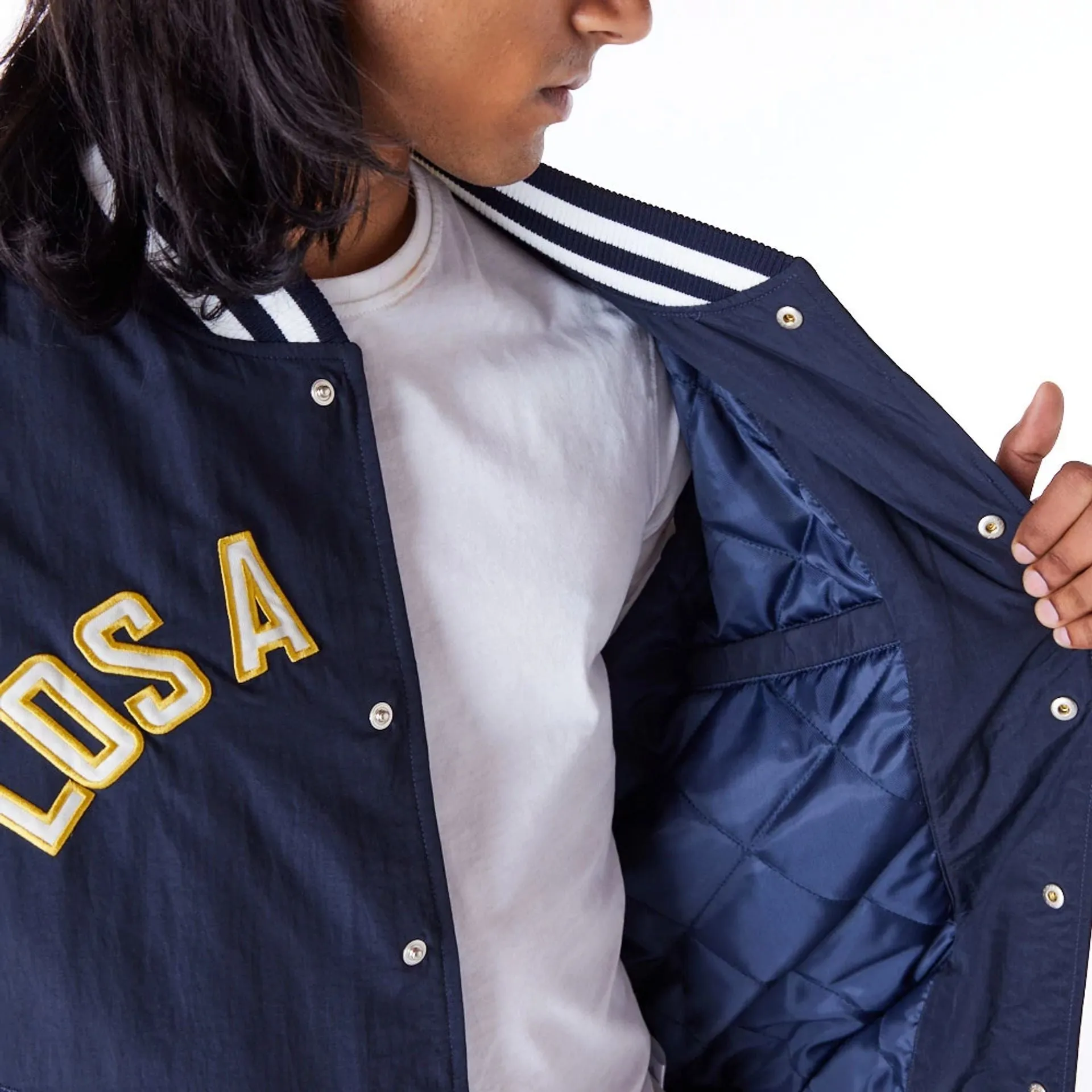 LA Dodgers MLB Wordmark Navy Bomber Jacket