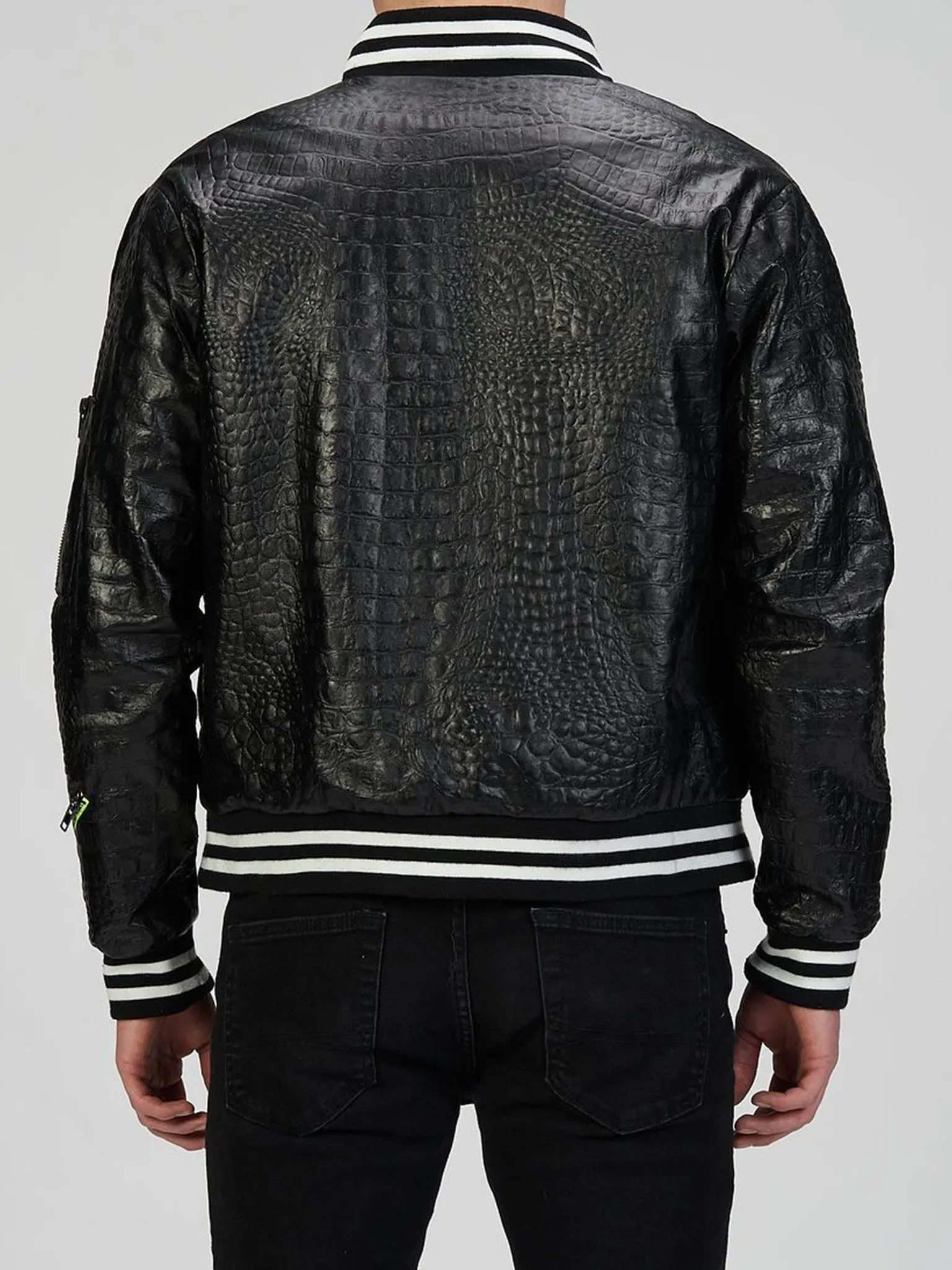 Leather Bomber Jacket in Black