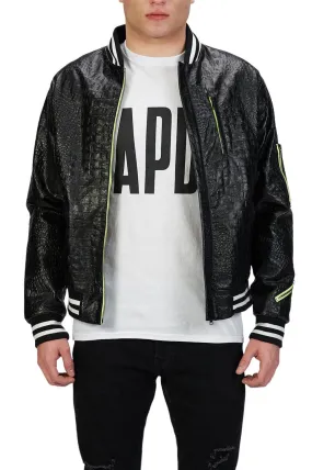 Leather Bomber Jacket in Black