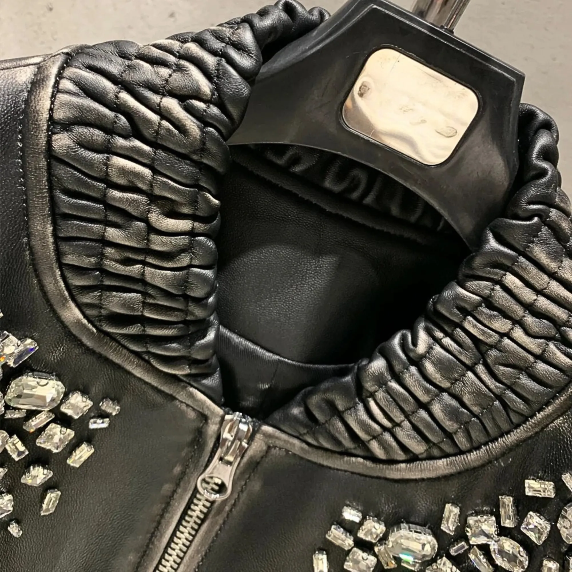 Luxe Vintage Black Shearling Leather Coat