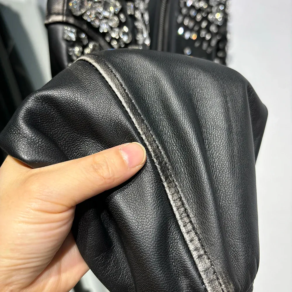 Luxe Vintage Black Shearling Leather Coat