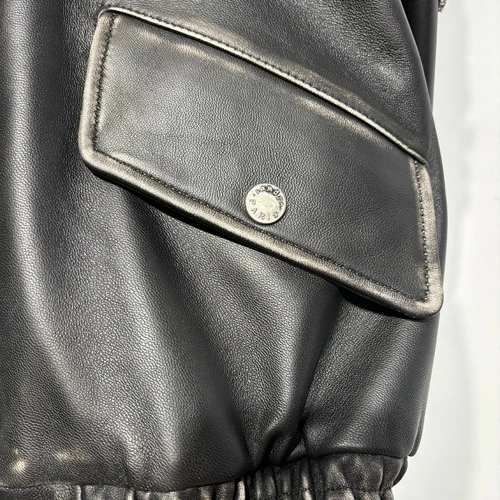 Luxe Vintage Black Shearling Leather Coat