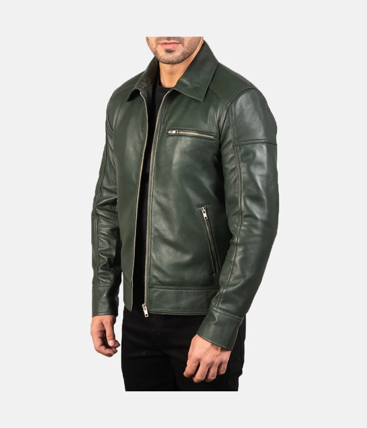 Men's Shirt Style Leather Jacket
