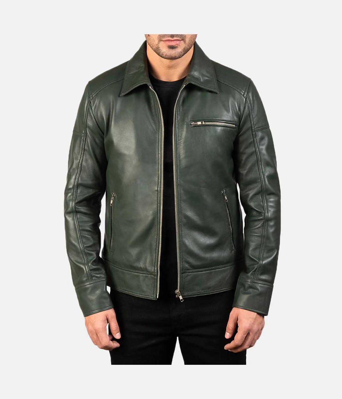 Men's Shirt Style Leather Jacket