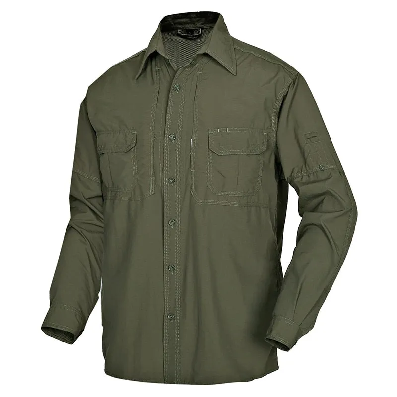 Men's Tactical Shirt Military Camouflage Long Sleeve Fast Dry Lightweight Outdoor Jacket Shirt