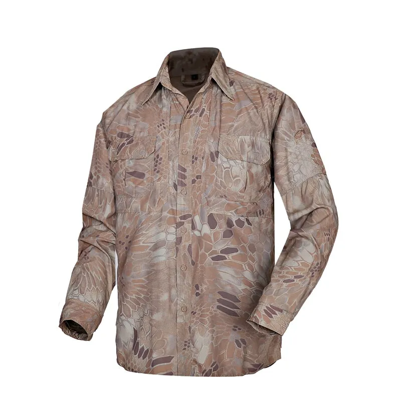 Men's Tactical Shirt Military Camouflage Long Sleeve Fast Dry Lightweight Outdoor Jacket Shirt