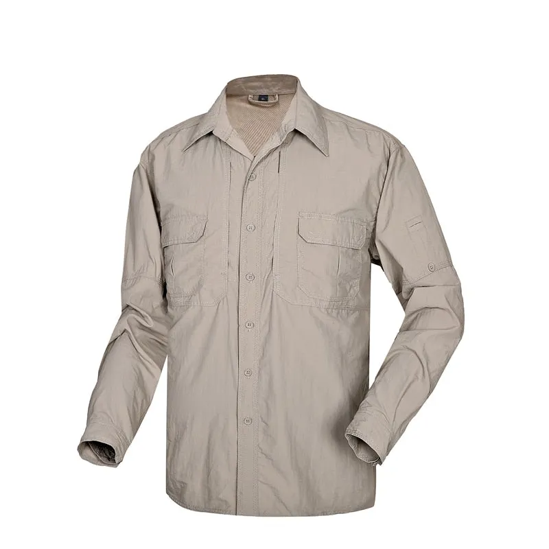 Men's Tactical Shirt Military Camouflage Long Sleeve Fast Dry Lightweight Outdoor Jacket Shirt