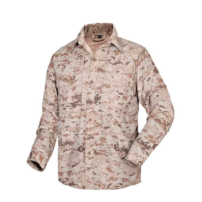 Men's Tactical Shirt Military Camouflage Long Sleeve Fast Dry Lightweight Outdoor Jacket Shirt