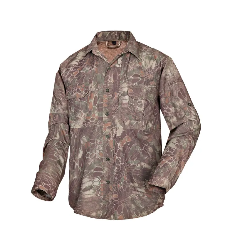 Men's Tactical Shirt Military Camouflage Long Sleeve Fast Dry Lightweight Outdoor Jacket Shirt