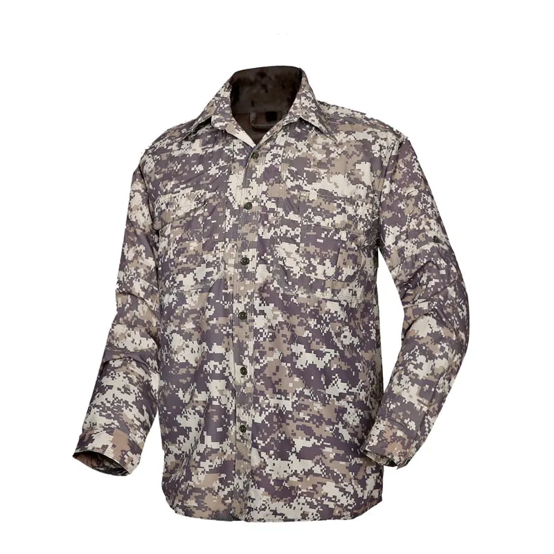 Men's Tactical Shirt Military Camouflage Long Sleeve Fast Dry Lightweight Outdoor Jacket Shirt