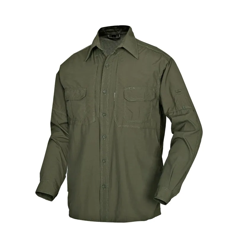 Men's Tactical Shirt Military Camouflage Long Sleeve Fast Dry Lightweight Outdoor Jacket Shirt