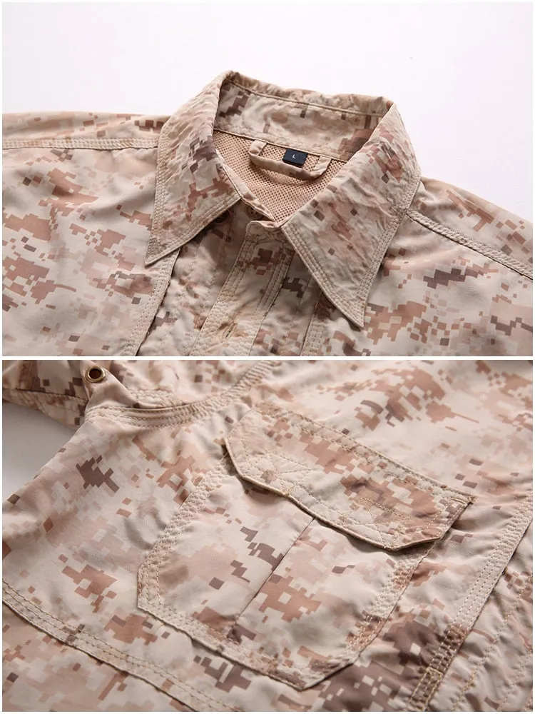 Men's Tactical Shirt Military Camouflage Long Sleeve Fast Dry Lightweight Outdoor Jacket Shirt