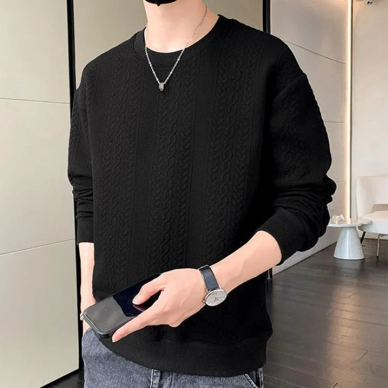 Men's Textured Bottoming Shirt Long Sleeve Sweatshirt 88862981L