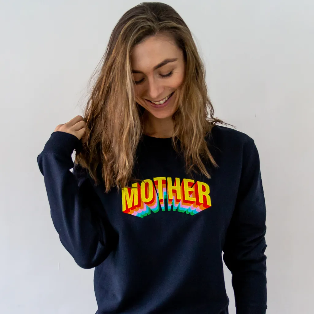Mother Embroidered Navy Sweatshirt